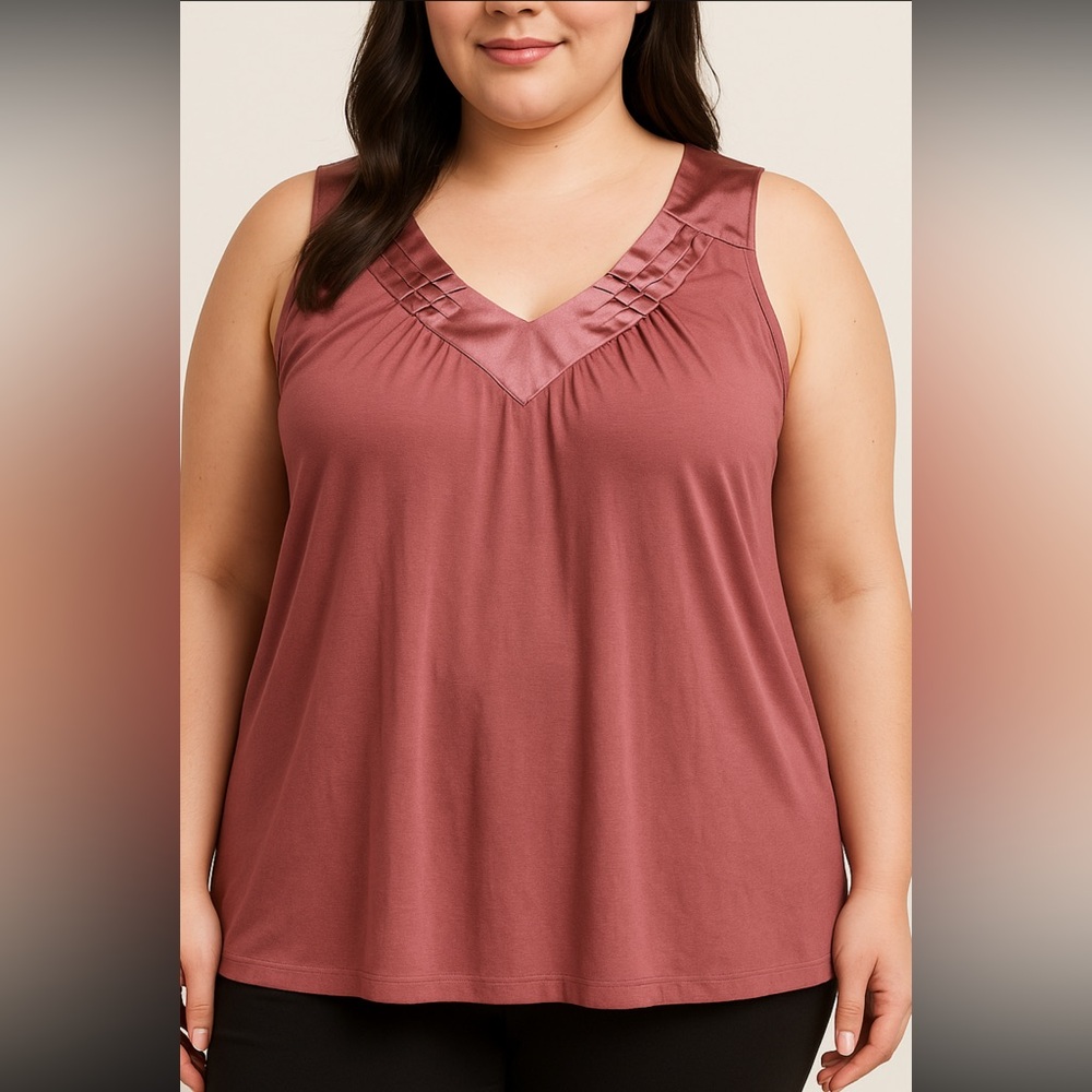 💖 Motto Satin Trim Tank Top Women’s 1X